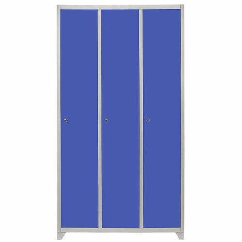 Monstershop Casiers Rangement Acier - Trois Portes, Bleu