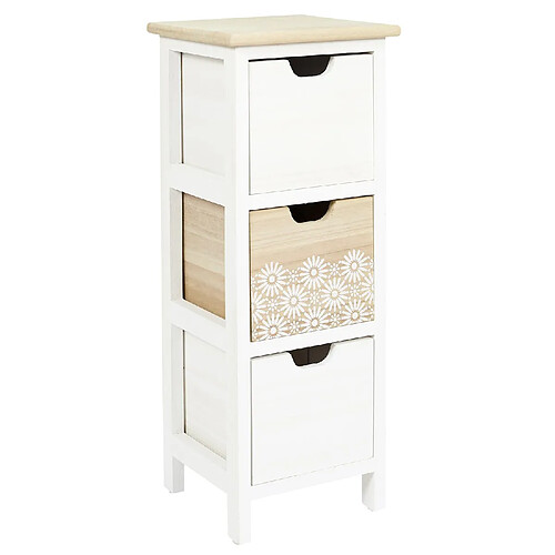 Toilinux Chiffonnier Chic à 3 Tiroirs - Bois et blanc