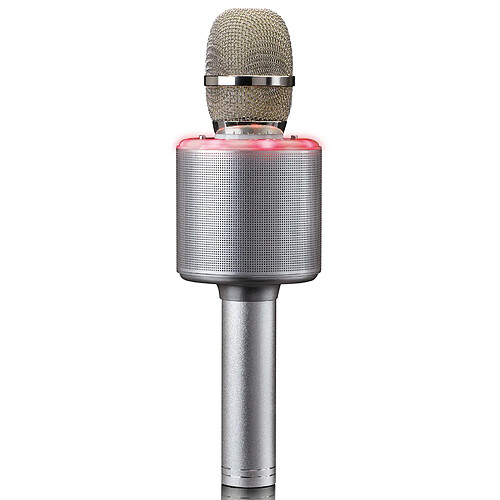 Lenco Microphone karaoké avec Bluetooth®, haut-parleur et éclairage BMC-085SI Argent