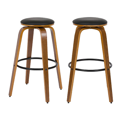 Rendez Vous Deco Tabouret de bar noir Arthus 78 cm (lot de 2)