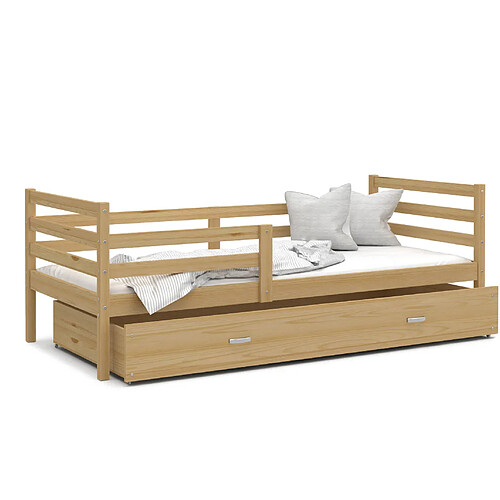 Kids Literie LIT Enfant Milo 90x190 Pin livré avec sommier, tiroir et matelas de 7cm OFFERT.