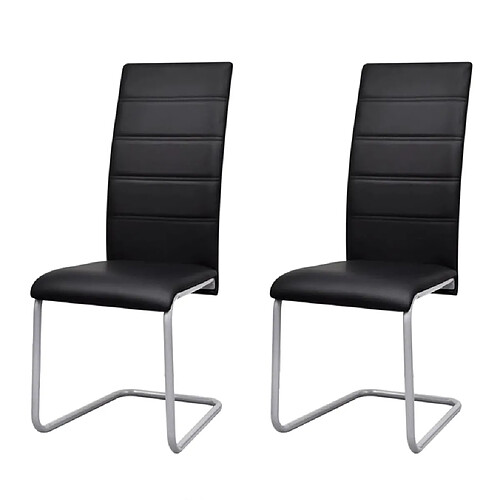 Decoshop26 Lot de 2 chaises de salle à manger cuisine cantilever design moderne synthétique noir CDS020373