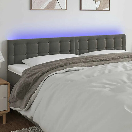 Maison Chic Tête de lit scandinave à LED,meuble de chambre Gris foncé 160x5x78/88 cm Velours -MN58236