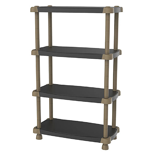 Pegane Etagère de rangement 4 niveaux intérieur/extérieur coloris noir/taupe - Longueur 88 x Profondeur 43 x Hauteur 141 cm