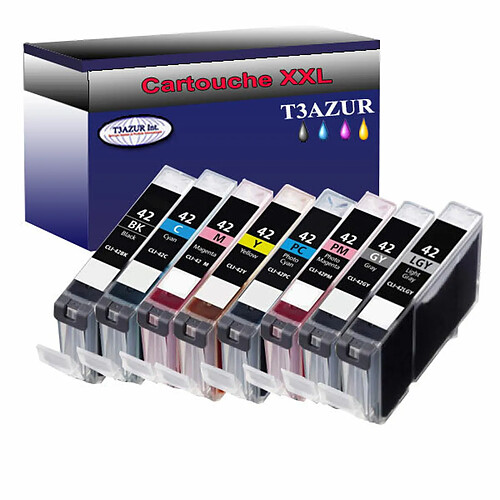 Lot de 8 Cartouches compatibles Canon CLI42 - T3AZUR