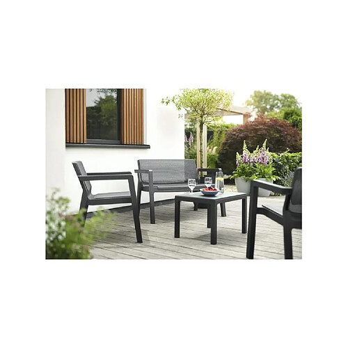 Allibert-Jardin Salon de jardin en plastique injecte ALLIBERT 4 personnes EMILY Graphite