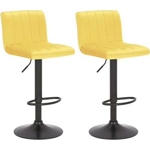 Decoshop26 Lot de 2 tabourets de bar pivotant hauteur réglable assise surpiqué en velours jaune et métal noir 10_0004226