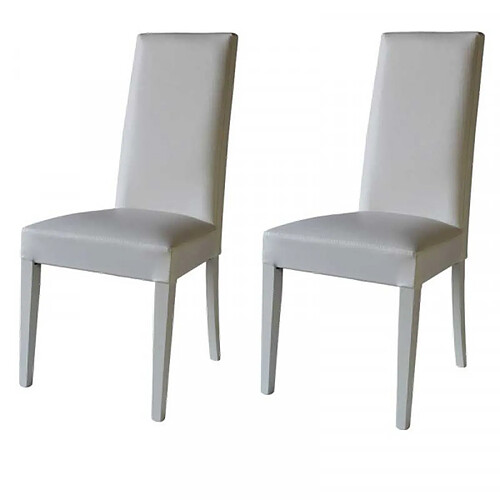 Dansmamaison Duo de chaises en similicuir Blanc - VENISE