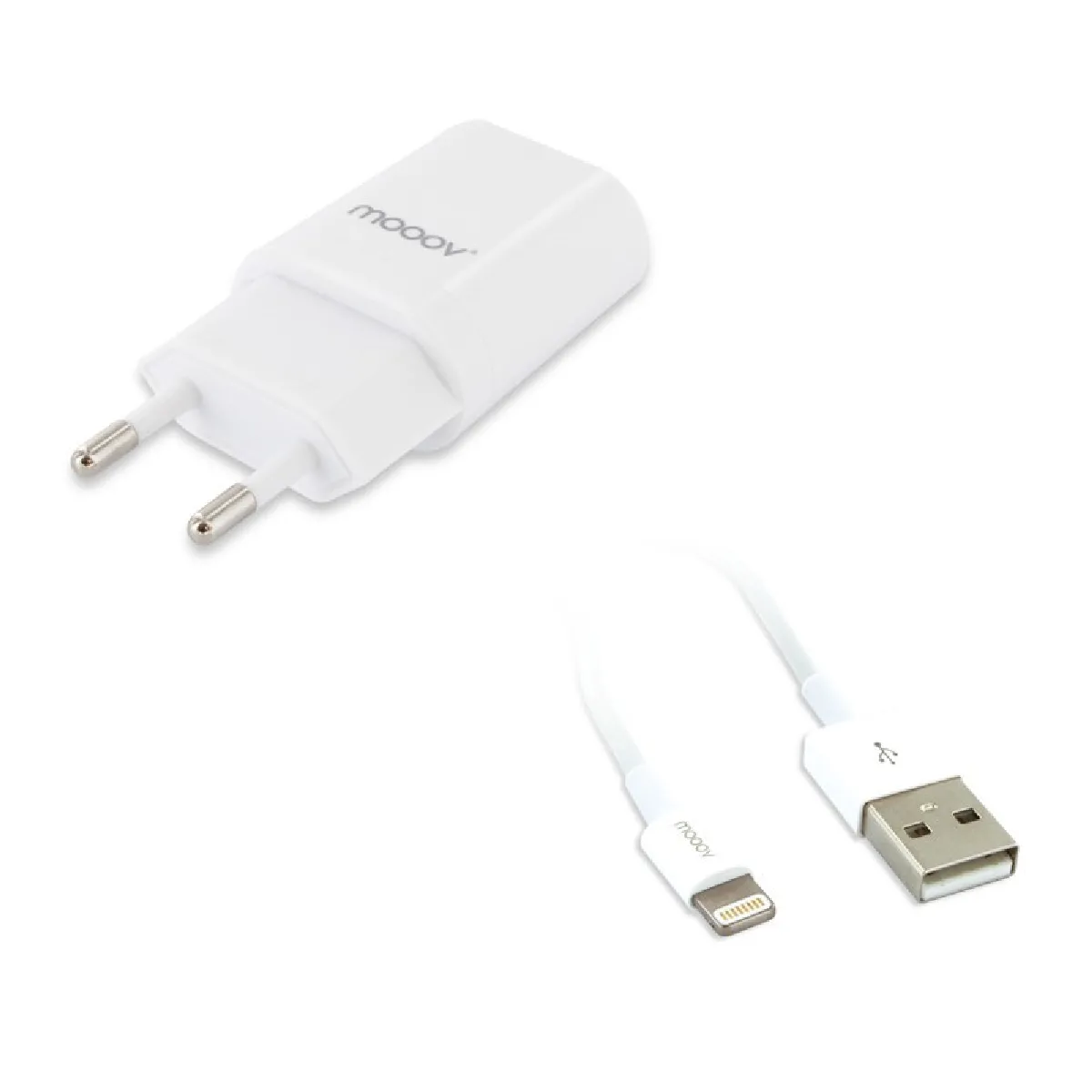 MOOOV Chargeur secteur 1 USB + câble USB-A /Lightning MFI blanc