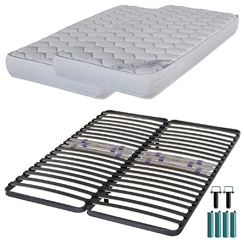 Ebac Matelas mousse + Sommier C223 160x200 Montana - Hauteur 18 cm - Soutien équilibré