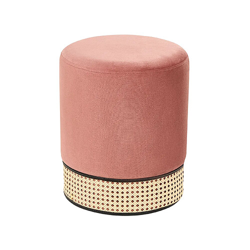 Beliani Pouf en velours rose YANKTON