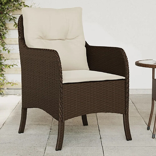 Maison Chic Lot de 2 Chaises de jardin avec coussins | chaises Relax d'extérieur marron résine tressée -GKD17683