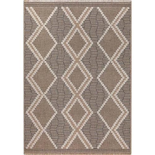 Jardindeco Tapis intérieur extérieur aspect jute noire Tijuana 9048 180 x 67 cm.