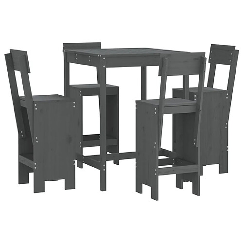 Maison Chic Table de bar et chaises d'extérieur 5 pcs,Ensemble de bar de jardin pour relax gris bois de pin massif -GKD909911