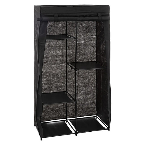 Pegane Armoire penderie modulable en tissu coloris noir - Longueur 88 x Profondeur 46 x Hauteur 169 cm