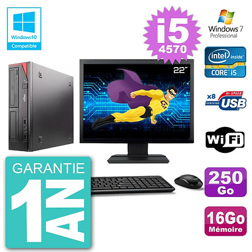 PC Fujitsu Esprimo E520 Ecran 22" i5-4570 RAM 16Go 250Go Graveur DVD Wifi W7 · Occasion