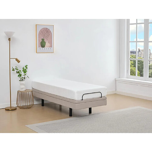 Vente-Unique Sommier électrique de relaxation déco - 90 x 200 cm - Tissu - Beige - ALPANA de YSMÉE