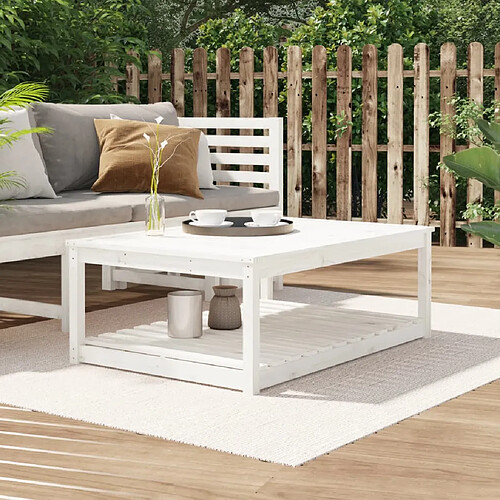 vidaXL Table de jardin blanc 121x82,5x45 cm bois massif de pin