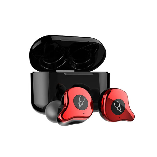 LUUCOZK Écouteurs intra-auriculaires sans fil compatibles Bluetooth 5.0 Sabbat E12 avec boîtier de charge-Rouge