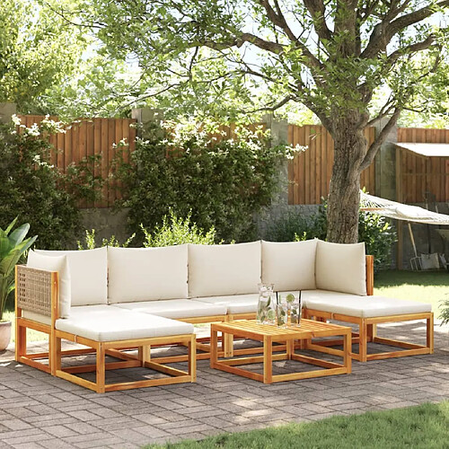 vidaXL Salon de jardin avec coussins 7 pcs bois massif d'acacia