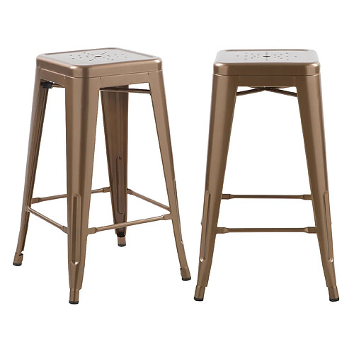 Rendez Vous Deco Tabouret de bar mi-hauteur Indus cuivre mat 66cm (lot de 2)