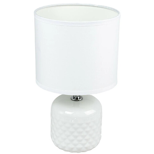 Corep Lampe a poser pied en ceramique abat jour coton blanc deco ananas