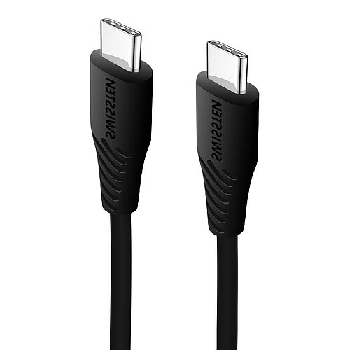 Câble USB-C vers USB-C Charge rapide 3A Synchronisation 0,4m Swissten Noir