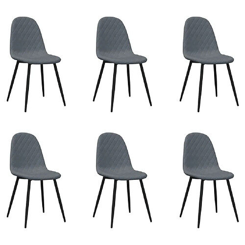 Maison Chic Lot de 6 Chaises à manger | Chaise de salle à manger cuisine gris foncé velours -GKD27785