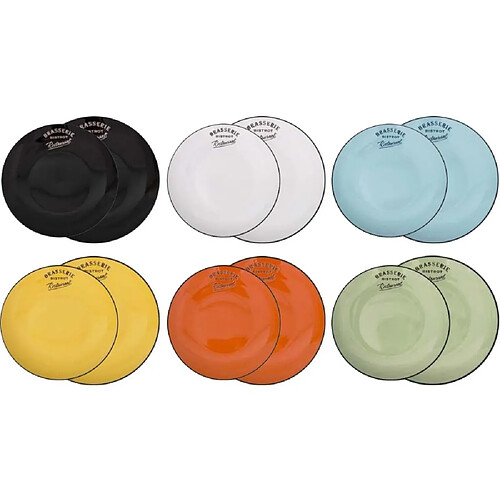 Antic Line Creations Assiettes colorées Brasserie bistrot (Lot de 12).