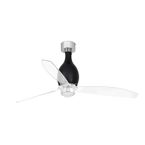 Faro Barcelona Ventilateur de plafond transparent à LED noir brillant avec moteur CC intelligent - Télécommande incluse, 3000K