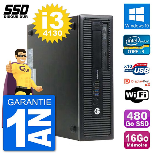 PC HP EliteDesk 800 G1 Core i3-4130 RAM 16Go SSD 480Go Windows 10 Wifi · Occasion