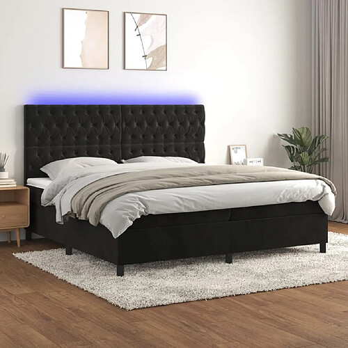 vidaXL Sommier à lattes de lit matelas et LED Noir 200x200 cm Velours