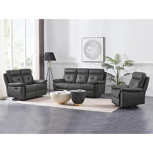 Vente-Unique Fauteuil relax en cuir gris VINETA