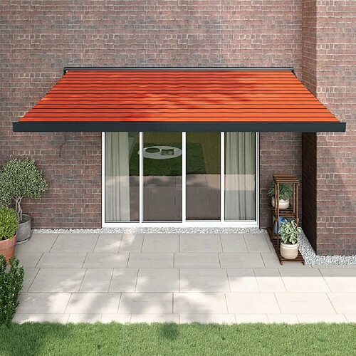 vidaXL Auvent rétractable orange et marron 4,5x3 m tissu et aluminium