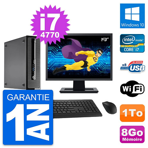 PC HP ProDesk 400 G1 SFF Ecran 19" i7-4770 RAM 8Go Disque 1To Windows 10 Wifi · Occasion