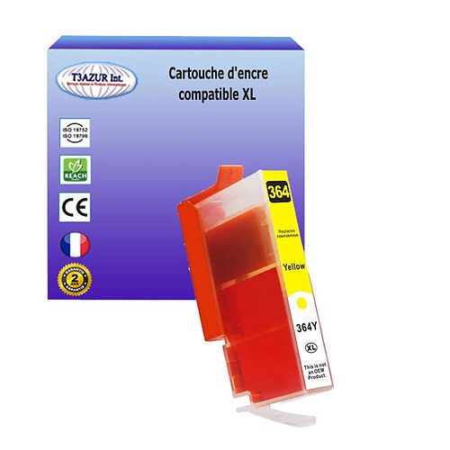 T3Azur Cartouche compatible avec HP PhotoSmart B110c, B110d, B110e, B209, B209a, B209c, C309, C309a, C309g, C309h remplace HP 364XL ( CB325EE ) - Jaune