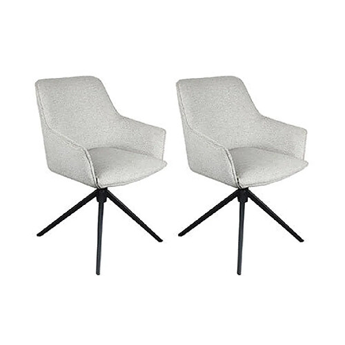 Mes Lot de 2 fauteuils pivotant 59x61x83,5 cm en tissu gris clair et noir