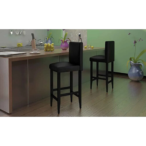 vidaXL Tabourets de bar lot de 6 noir similicuir