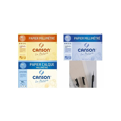 CANSON Papier millimétré, A4, 90 g/m2, couleur: bleu ()