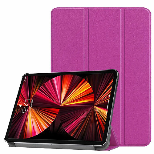 iLike Étui à trois volets en cuir écologique avec support Lenovo M10 Plus 10,6'' 3e génération TB125 / TB128 (2022) Violet