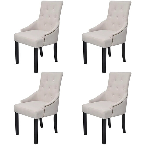 Decoshop26 Lot de 4 chaises de salle à manger cuisine design moderne en tissu gris crème CDS021533