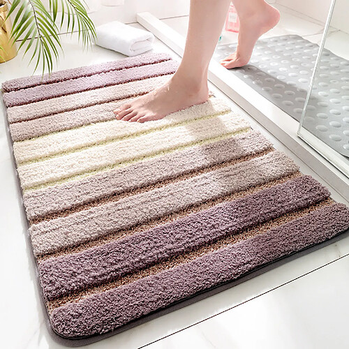 LUUCOZK Tapis de bain antidérapants absorbants à séchage rapide, tapis de décoration de salle de bain-beige-50x80cm