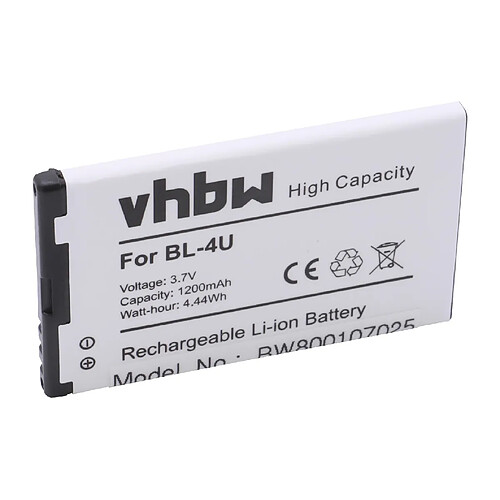 vhbw Li-Ion batterie 1200mAh (3.7) pour Smartphone, téléphone, portable T-Com Telekom Speedphone 700 comme BL-4U, N4U85T, etc