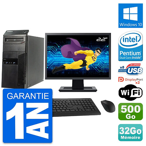 PC Tour Lenovo M83 Ecran 22" Intel G3220 RAM 32Go Disque 500Go Windows 10 Wifi · Occasion