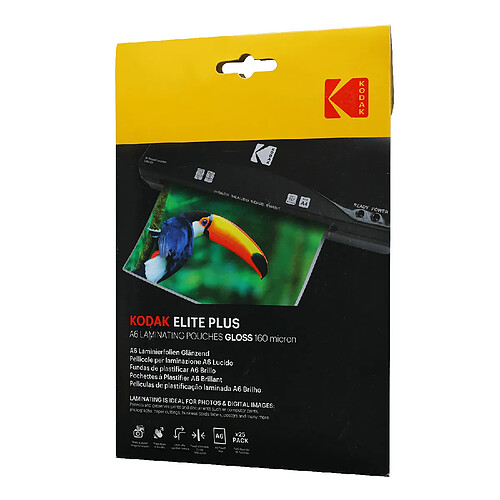 KODAK KD-LMA6-PK25A - Pochettes de plastification A6, 125 microns, Lot de 25 - Transparente