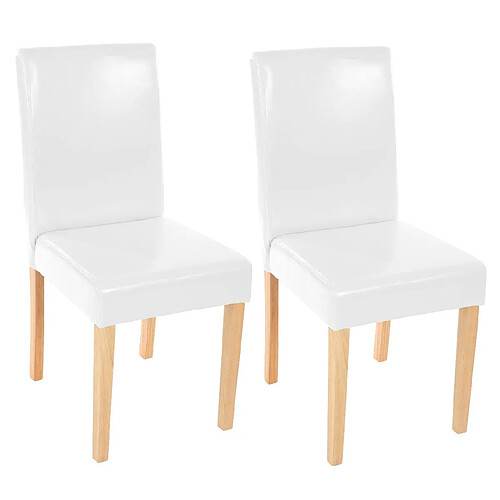 Decoshop26 Lot de 2 chaises de salle à manger synthétique blanc pieds clairs CDS04047