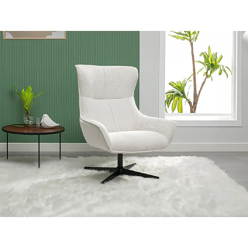 Vente-Unique Fauteuil pivotant en velours côtelé beige GALATI