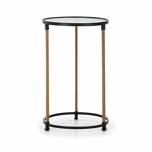 Table d'appoint Thai Natura Noir Doré Métal Verre 43 x 43 x 71 cm