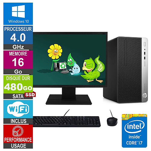 PC HP ProDesk 400 G4 MT i7-6700 4GHz 16Go/480Go SSD Wifi W10 + Ecran 20 · Reconditionné