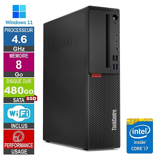 Lenovo M720s i7-8700 4.60GHz 8Go/480Go SSD Wifi W11 · Reconditionné